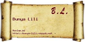 Bunya Lili névjegykártya
